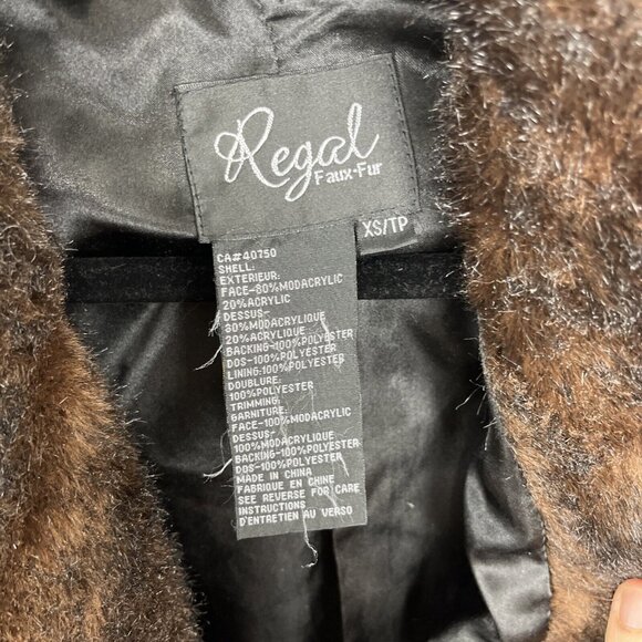 Regal Faux Fur Black and Brown Fuzzy Short Jacket Womens Size XS - Picture 7 of 13